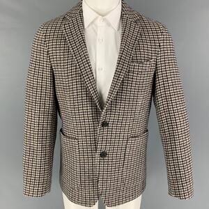 OFFICINE GENERALE Size 38 Grey Brown Navy Plaid Wool Sport Coat